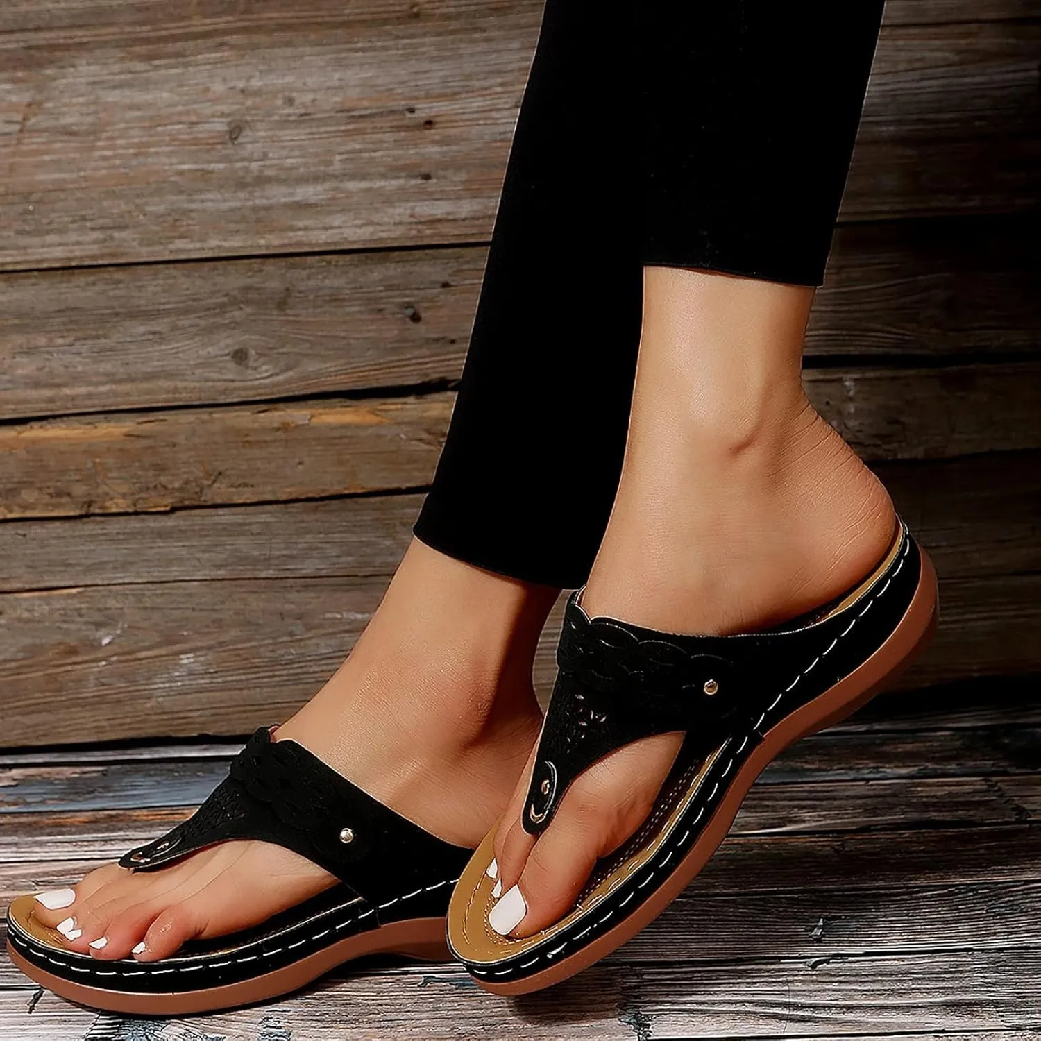 Flip Flops for Women 2025 Open Toe Orthopedic Sandals Slip On Soft Cushion Slippers Plantar Fasciitis Arch Support Shoes Comfort Hollow Out Vamp Summer Sandals Casual Vacation Beach Mules