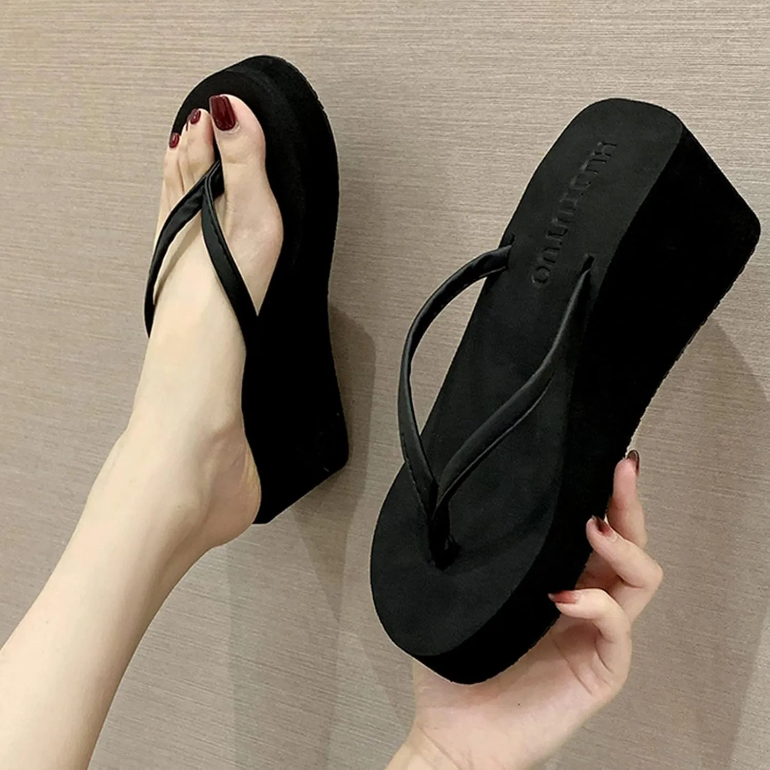 Flip Flops for Women Black Sandals for Women Dressy Casual Comfortable Thong Sandal with Arch Support