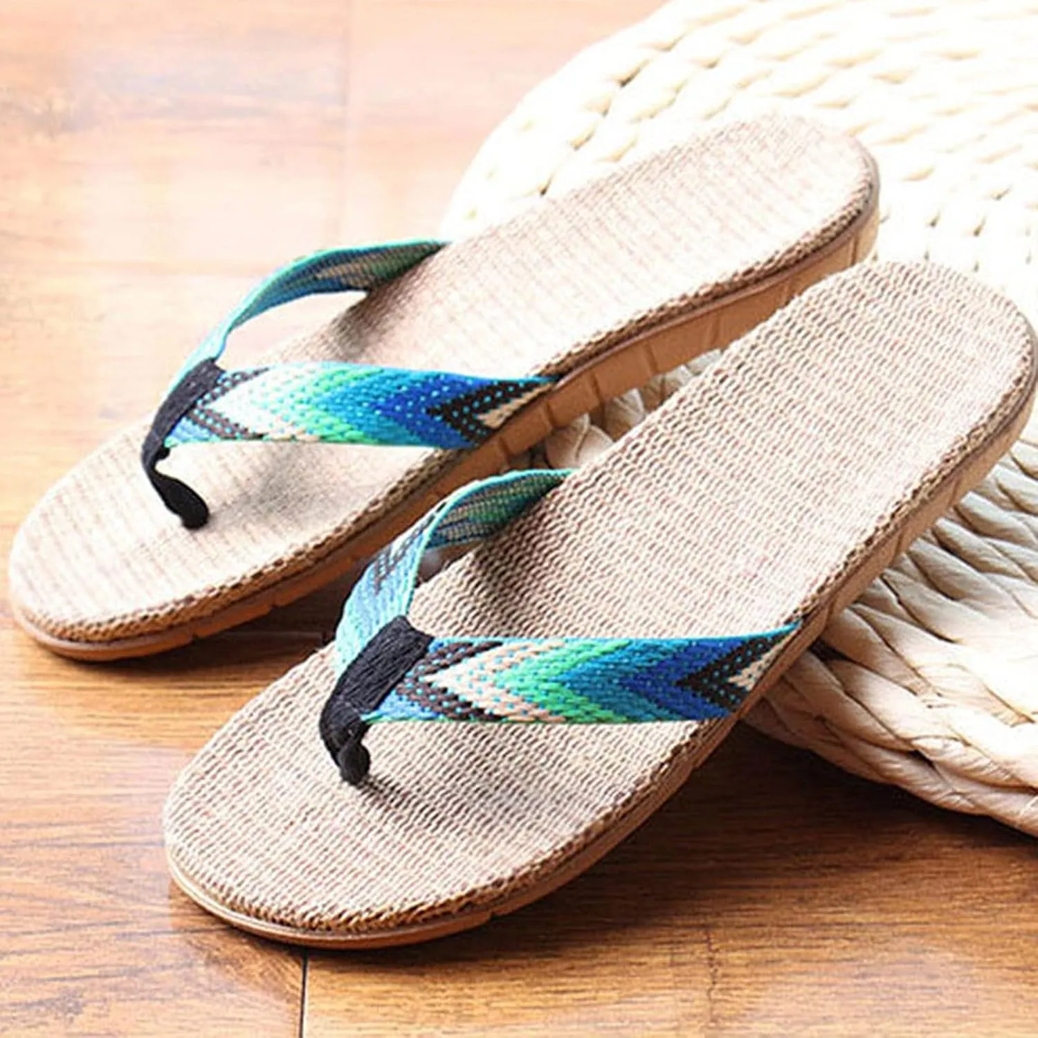 Flip Flops for Women with Arch Support Slippers Clips Beach Slippers Home Men's Linen Flower Ladies Women's