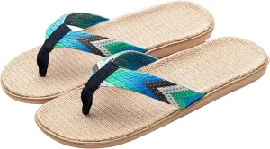 Flip Flops for Women with Arch Support Slippers Clips Beach Slippers Home Men's Linen Flower Ladies Women's