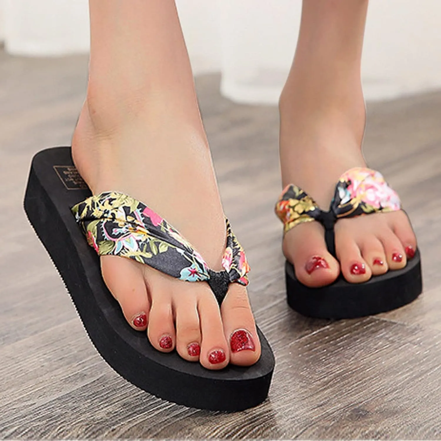 Flip Flops Sandals Lightweight Fashion Spring Wedge Strap Beach Satin Summer Shoes Flip-Flops Platform Bohemian And Slippers Women's slipper
