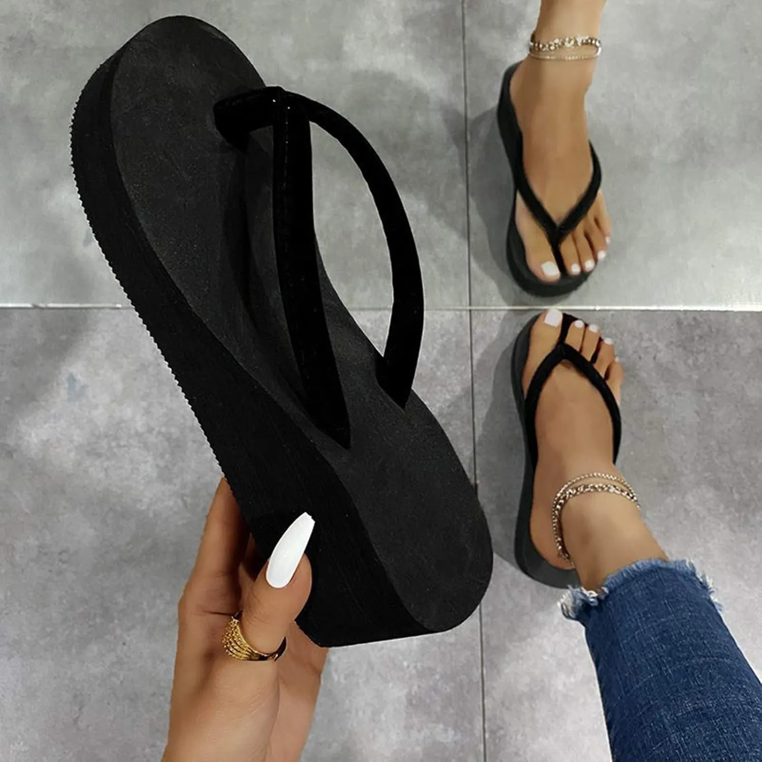 Flip Flops Sandals Lightweight Slippers Bohemian Shoes Platform Ladies Sandals Wedges Beach Women's Women's slipper