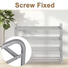 GEMITTO Shoe Rack Organizer for Closet Entryway, 4 Tiers Adjustable Heavy Duty Metal Shoe Storage Shelf, Large Enough for 20  Pairs of Shoes (23.6"~41.7"x8.9"x24.2")(Silver)