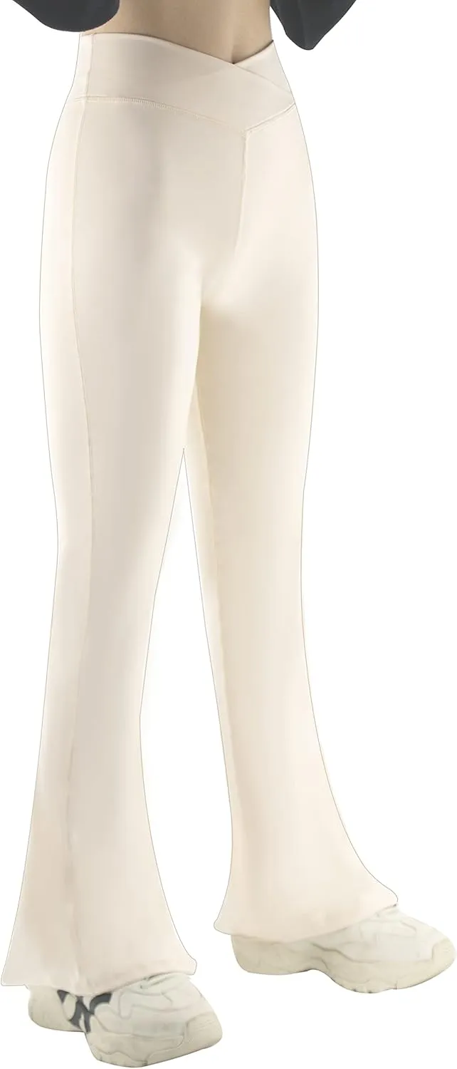 Girls Flare Leggings Cross High Waisted Yoga Bootcut Pants Bell Bottoms for Girls