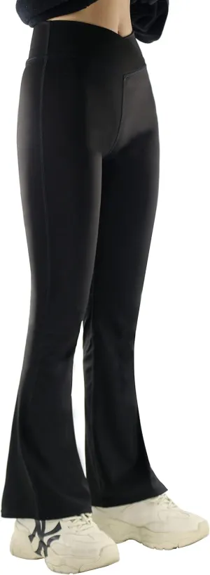 Girls Flare Leggings Cross High Waisted Yoga Bootcut Pants Bell Bottoms for Girls