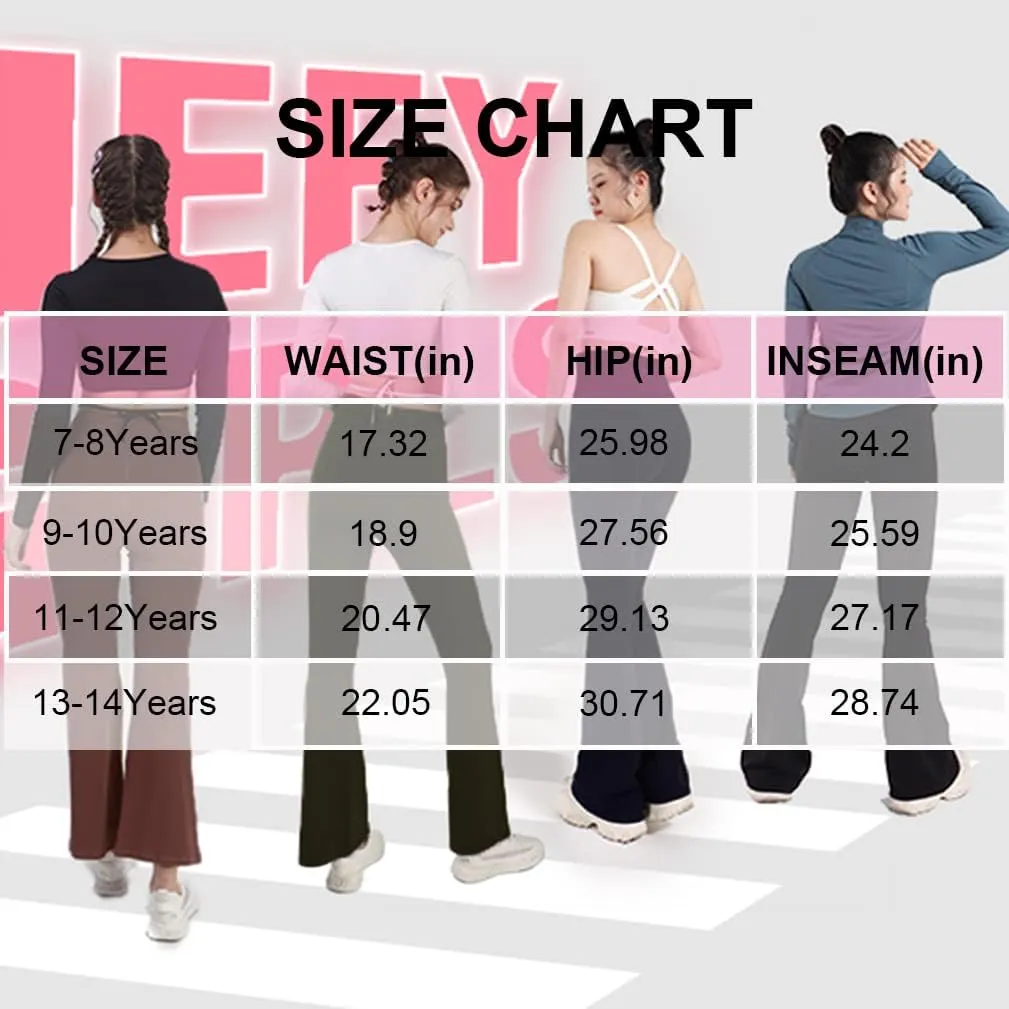 Girls Flare Leggings Cross High Waisted Yoga Bootcut Pants Bell Bottoms for Girls