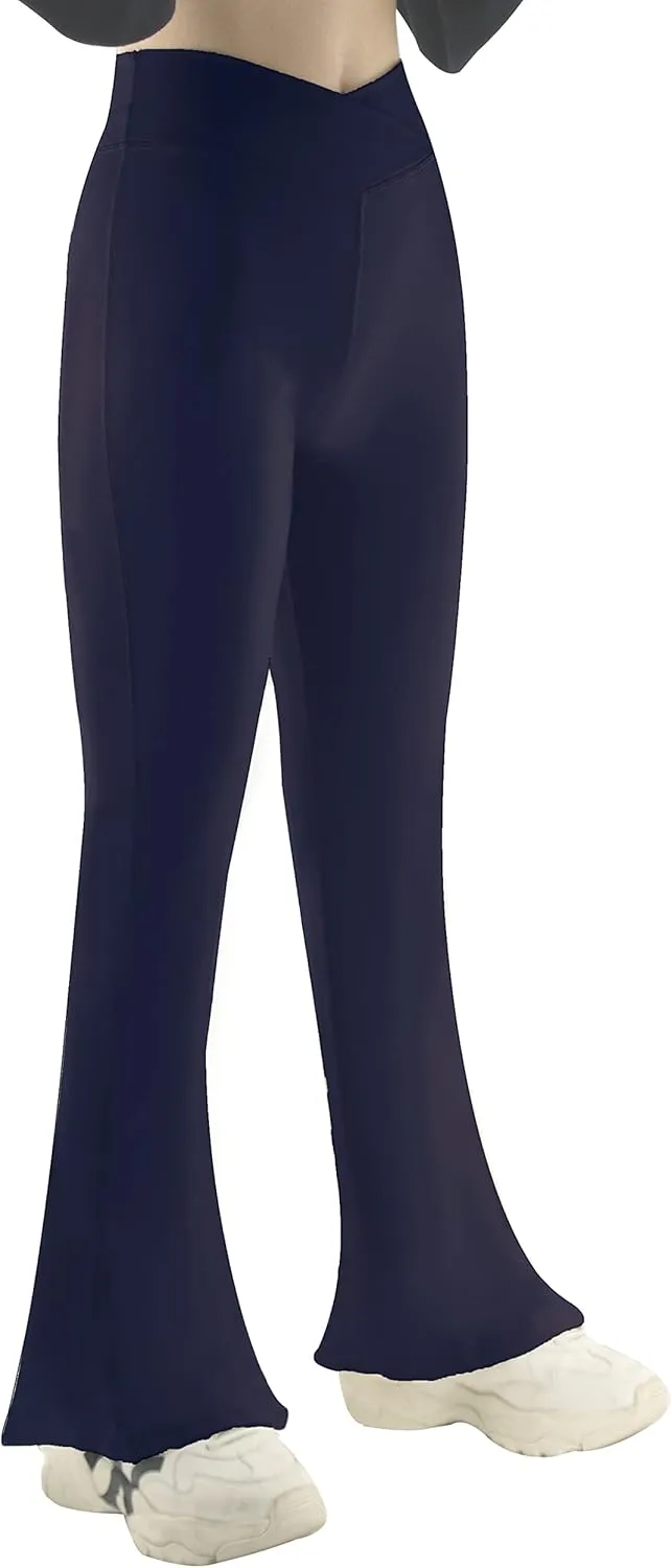 Girls Flare Leggings Cross High Waisted Yoga Bootcut Pants Bell Bottoms for Girls