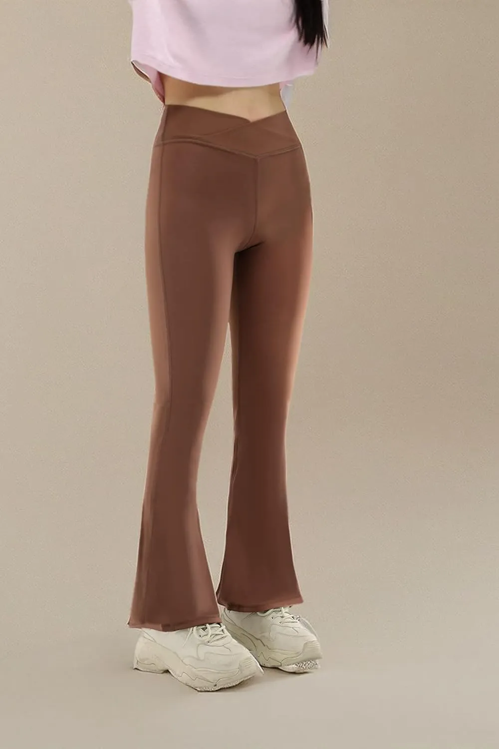 Girls Flare Leggings Cross High Waisted Yoga Bootcut Pants Bell Bottoms for Girls