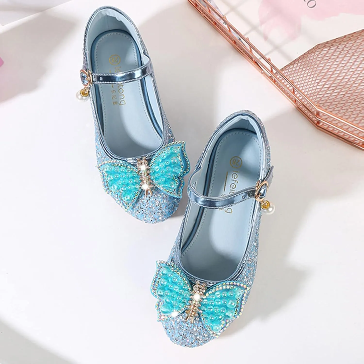 Girls Size 1 Sandals Toddler Little Kid Girls Dress Pumps Glitter Sequins Princess Bowknot Flip Flop Size 4