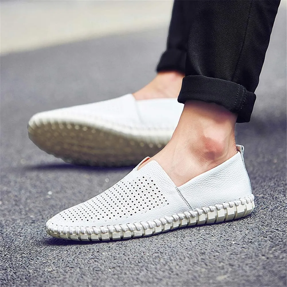 GOSPT Men's Handmade Leather Loafers Flats Driving Moccasins Slip on Shoes