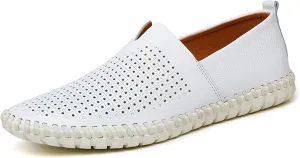 GOSPT Men's Handmade Leather Loafers Flats Driving Moccasins Slip on Shoes
