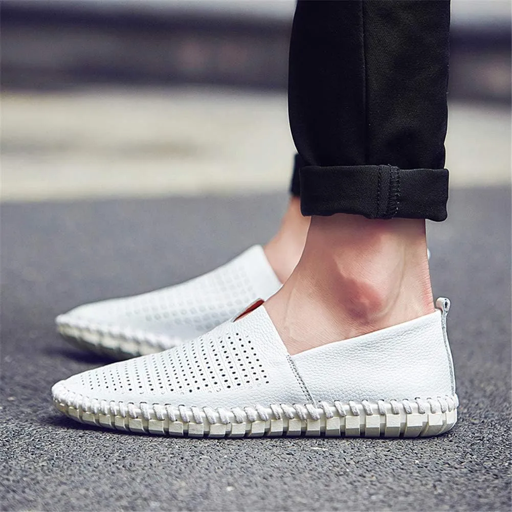 GOSPT Men's Handmade Leather Loafers Flats Driving Moccasins Slip on Shoes