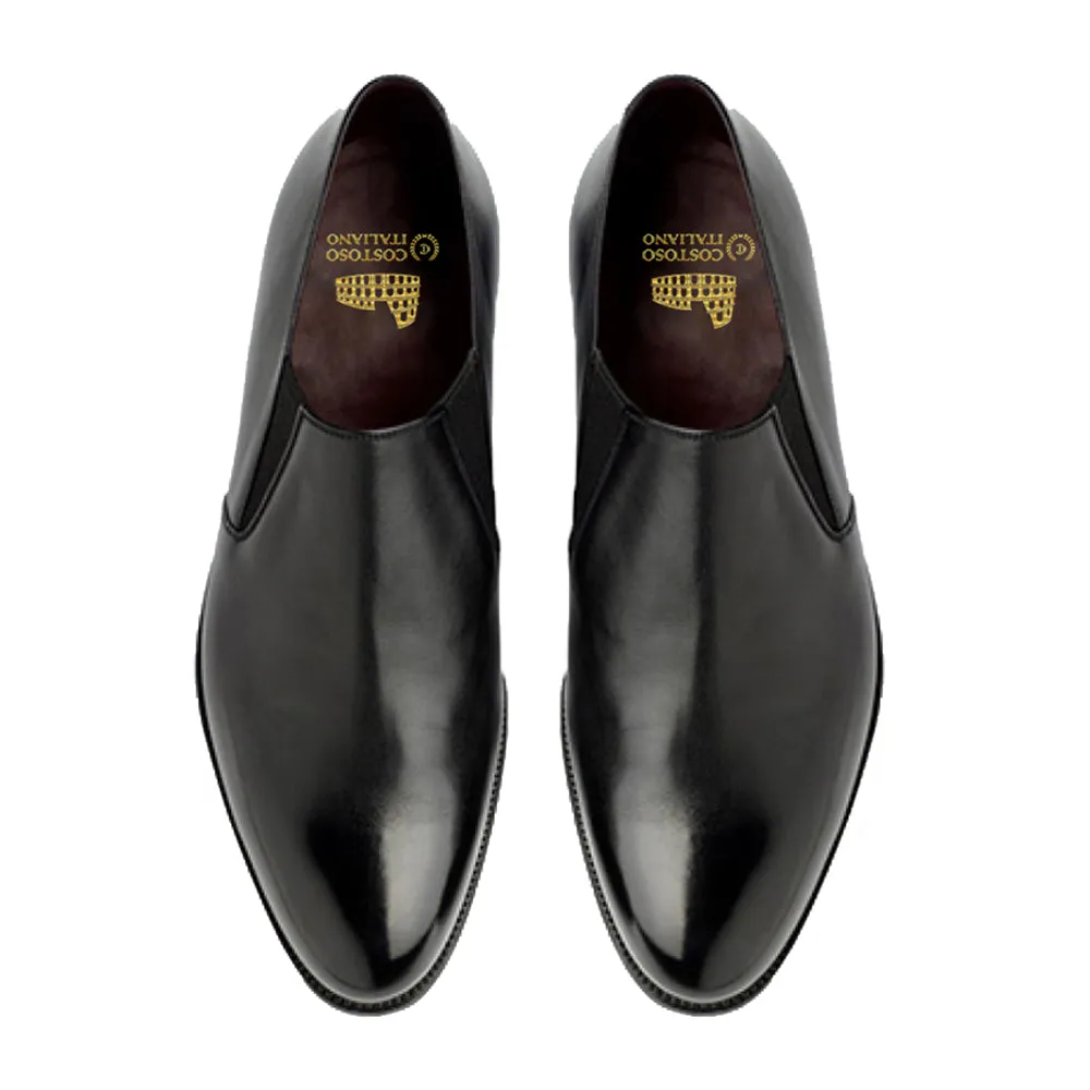 Height Increasing Black Leather Worthing Loafers - Formal Shoes