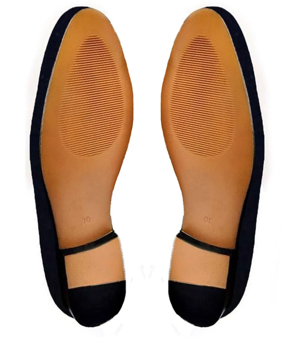 Height Increasing Blue Velvet Beers Embroidered Loafers
