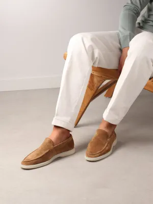 Height Increasing Tan Suede Athena Yatch Loafers - AW24