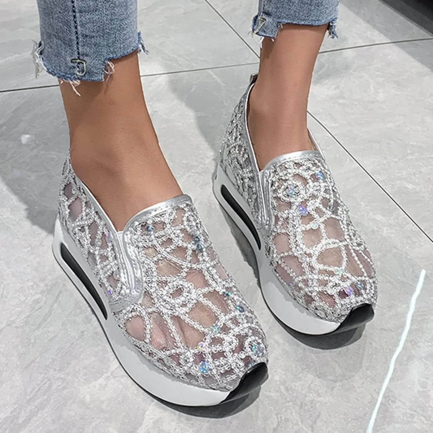 High Heel Wedge Sneakers for Women Size 11 Black and White Women's Athletic Shoes Womens Slip On Shoes Wide Width Womens Walking Sneakers Size 10 Wide Walking Tennis Shoes for Women with Arch Support