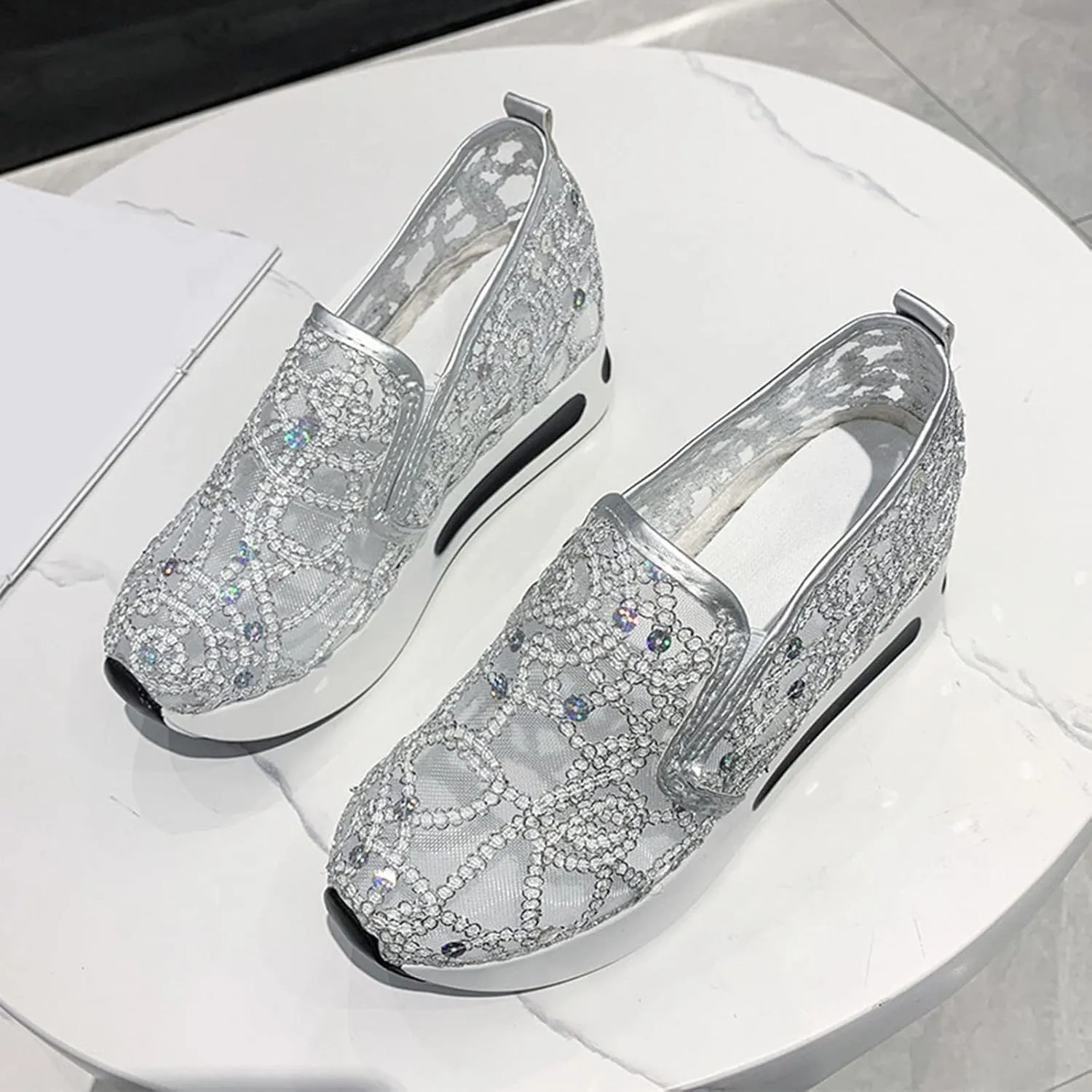 High Heel Wedge Sneakers for Women Size 11 Black and White Women's Athletic Shoes Womens Slip On Shoes Wide Width Womens Walking Sneakers Size 10 Wide Walking Tennis Shoes for Women with Arch Support