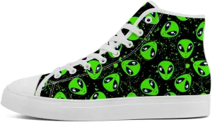 High Shoes for Men Women Alien High Top Canvas Sneakers Lace Up Casual Walking Shoes Gifts for Boys Girls