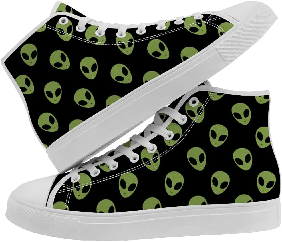 High Shoes for Men Women Alien High Top Canvas Sneakers Lace Up Casual Walking Shoes Gifts for Boys Girls