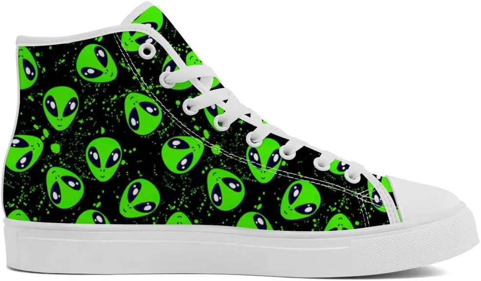 High Shoes for Men Women Alien High Top Canvas Sneakers Lace Up Casual Walking Shoes Gifts for Boys Girls