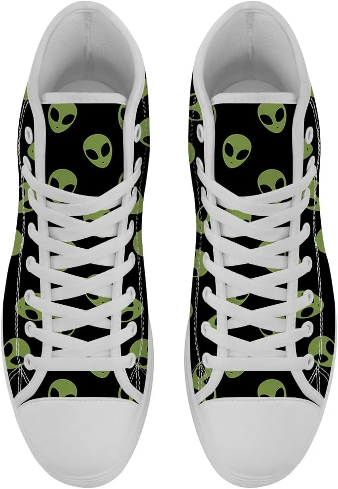 High Shoes for Men Women Alien High Top Canvas Sneakers Lace Up Casual Walking Shoes Gifts for Boys Girls