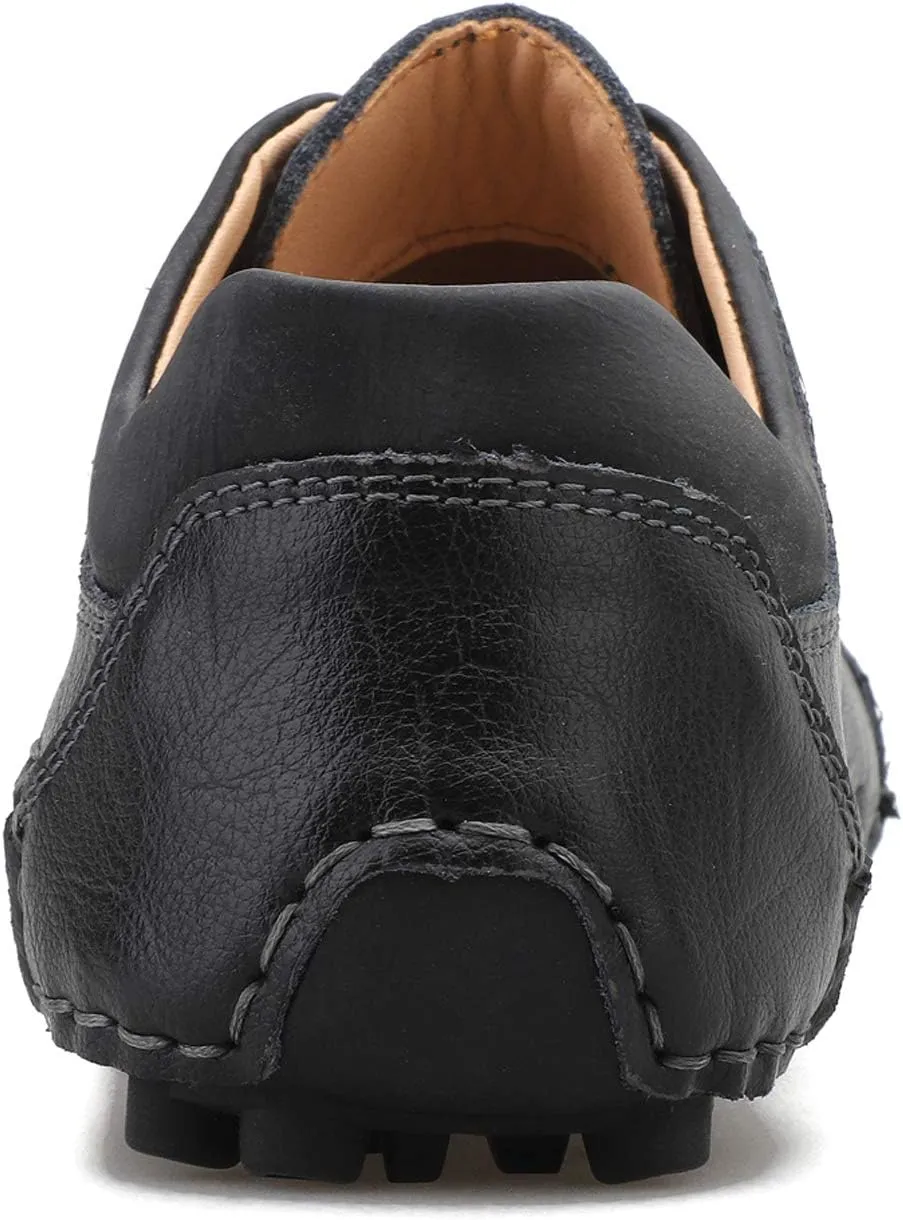 Honeystore Men's Loafers Leather Driving Moccasins Lace-up Shoes Plus Size