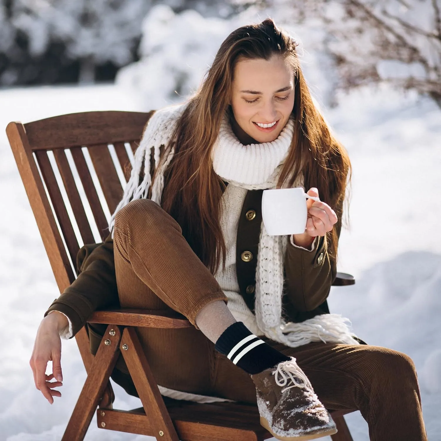 HUGSWEET Heated Thermal Leg Warm Socks For Women Extreme Cold Weather Winter Soft Cozy Socks With Gift Box