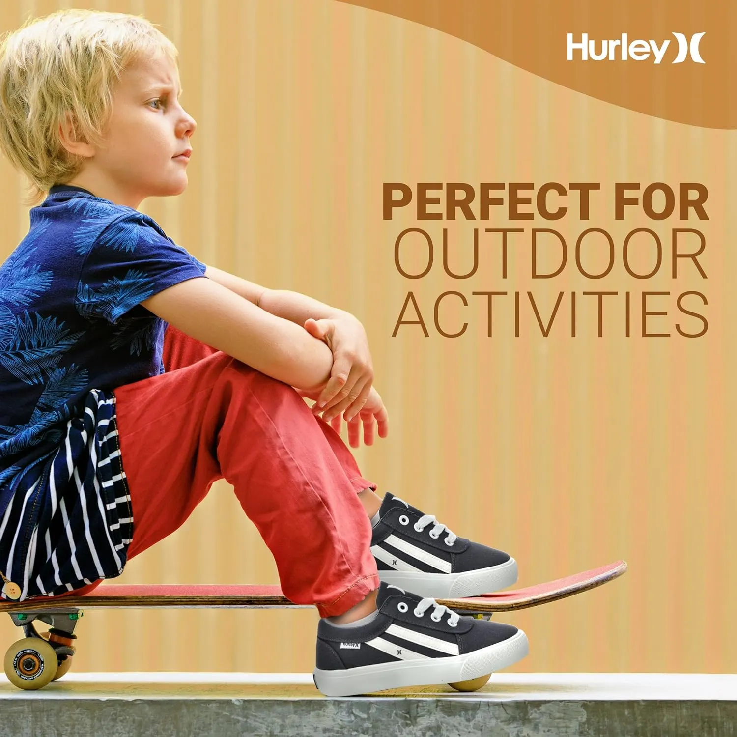 Hurley Boardy Kids Lace Up Canvas Sneakers ??Low Cut Skateboarding Shoes for Kids, Sports Shoes for Boys and Girls