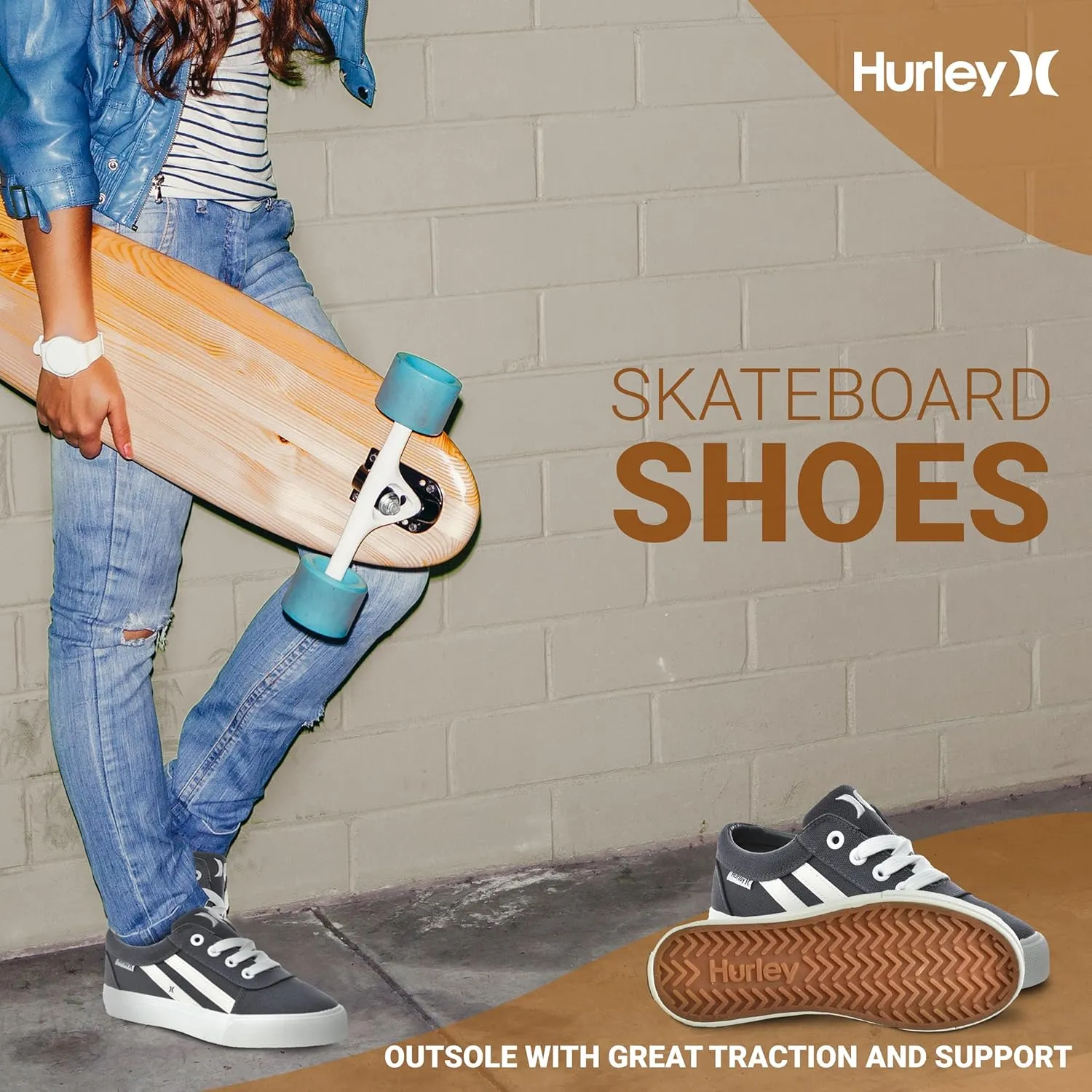 Hurley Boardy Kids Lace Up Canvas Sneakers ??Low Cut Skateboarding Shoes for Kids, Sports Shoes for Boys and Girls