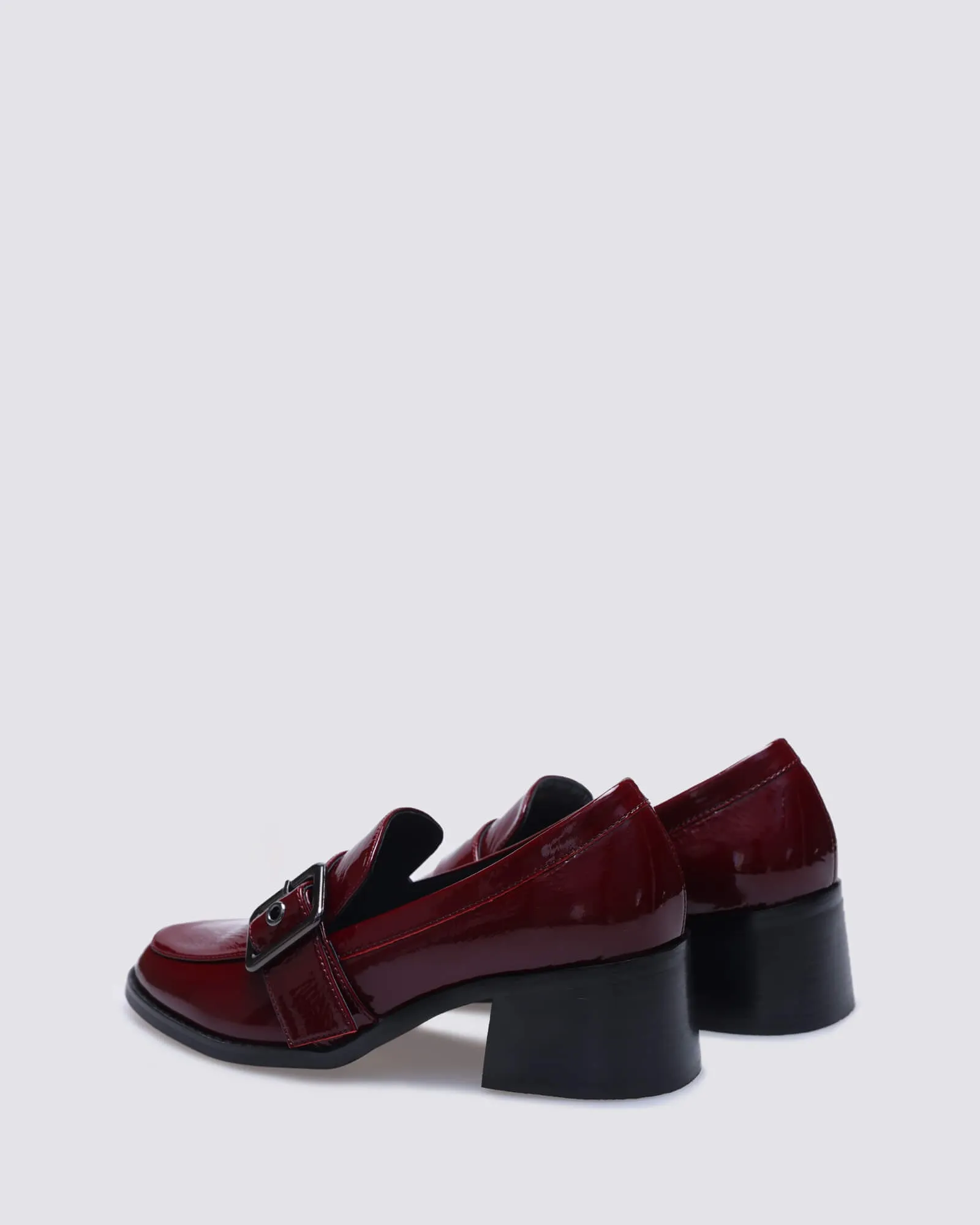 JAGER HEELED LOAFERS BORDEAUX PATENT