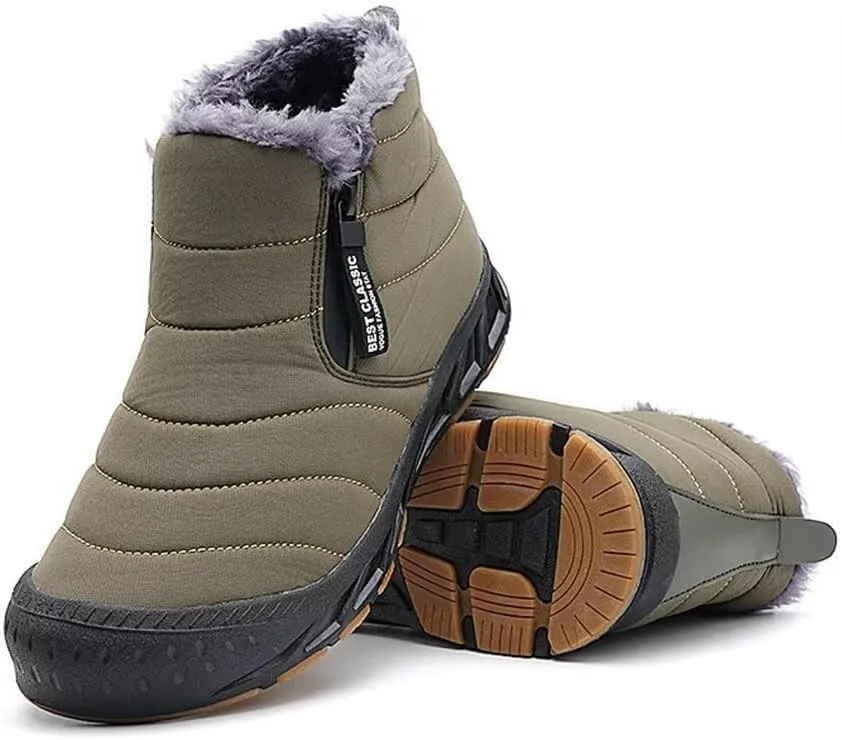 Jakcuz Women Winter Snow Boots Zip Up Fur Lined Warm Ankle Boot Outdoor Anti-slip Waterproof Comfortable Short Boot