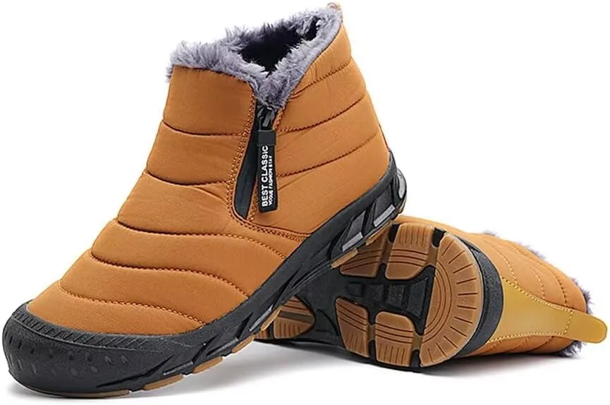 Jakcuz Women Winter Snow Boots Zip Up Fur Lined Warm Ankle Boot Outdoor Anti-slip Waterproof Comfortable Short Boot