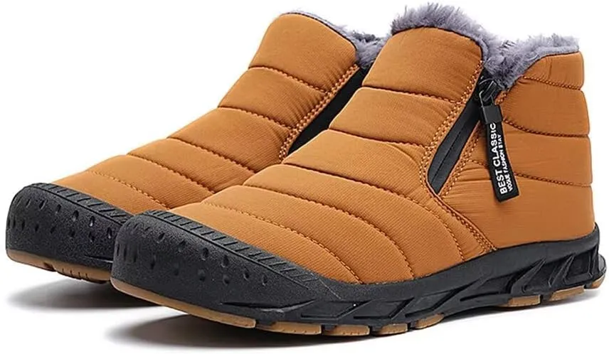 Jakcuz Women Winter Snow Boots Zip Up Fur Lined Warm Ankle Boot Outdoor Anti-slip Waterproof Comfortable Short Boot