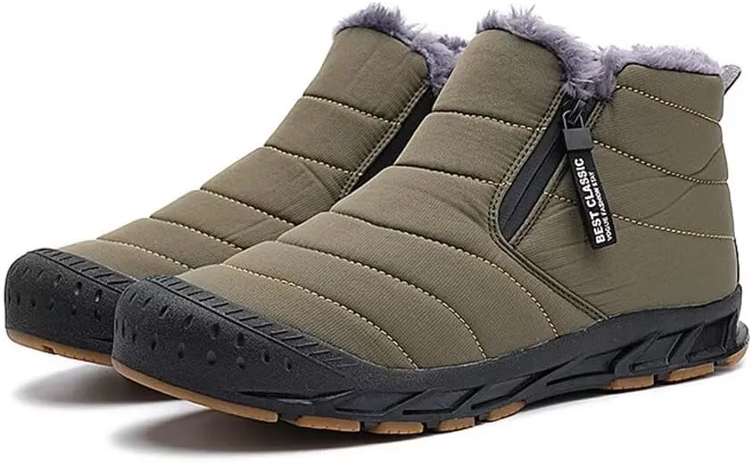 Jakcuz Women Winter Snow Boots Zip Up Fur Lined Warm Ankle Boot Outdoor Anti-slip Waterproof Comfortable Short Boot