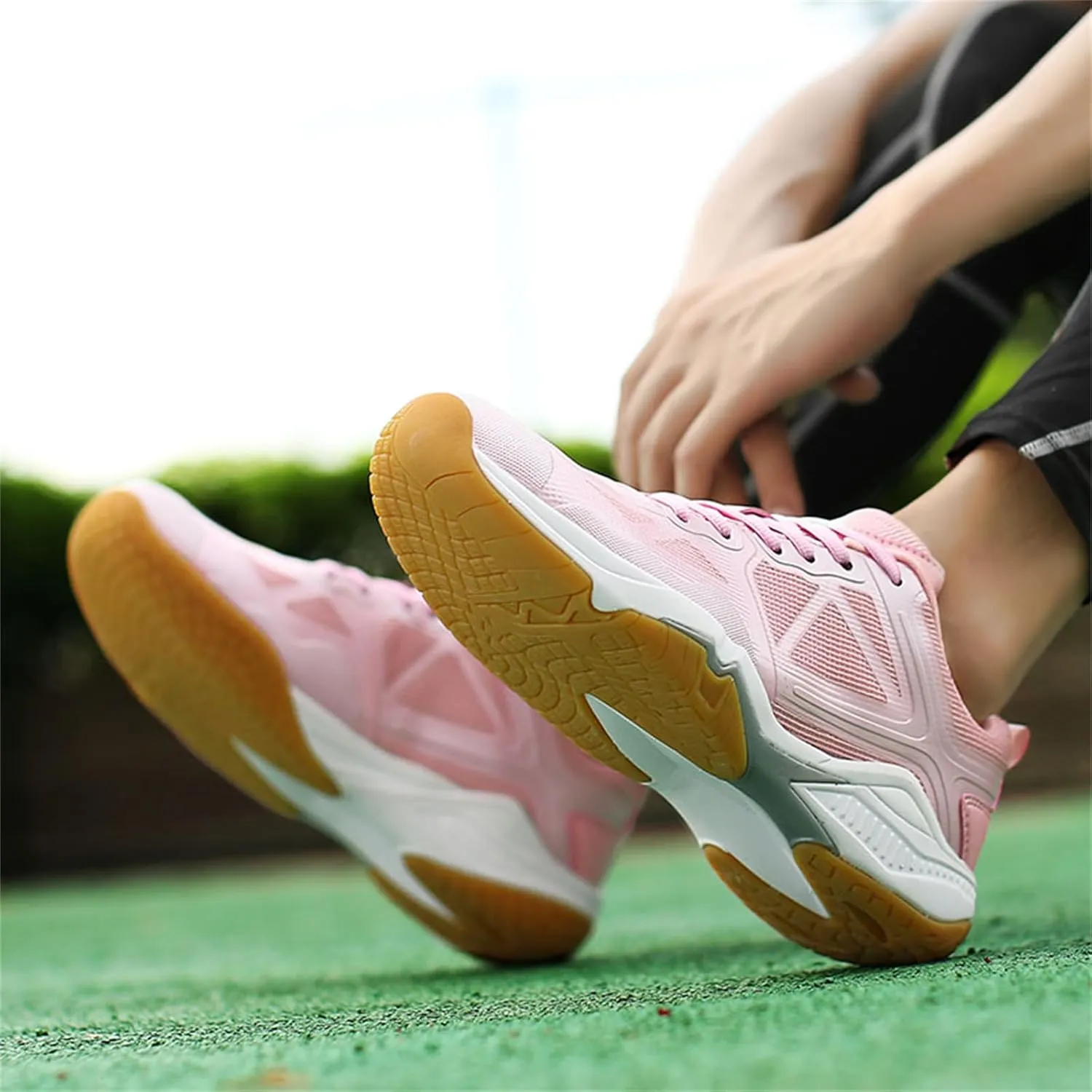 JiuQing Women's Tennis Shoes Fitness Sneakers Breathable Non-Slip for Badminton Pickleball Table Tennis