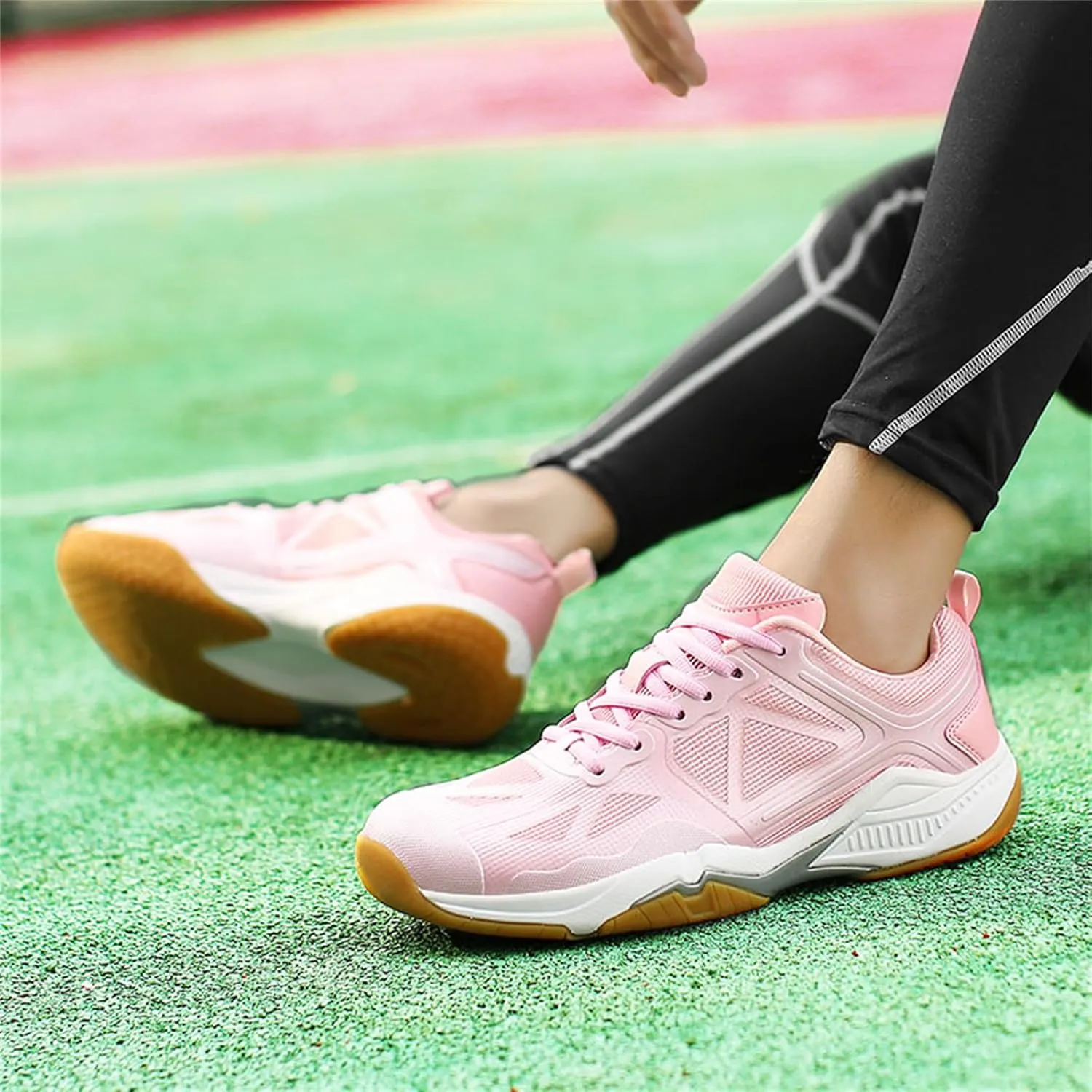 JiuQing Women's Tennis Shoes Fitness Sneakers Breathable Non-Slip for Badminton Pickleball Table Tennis