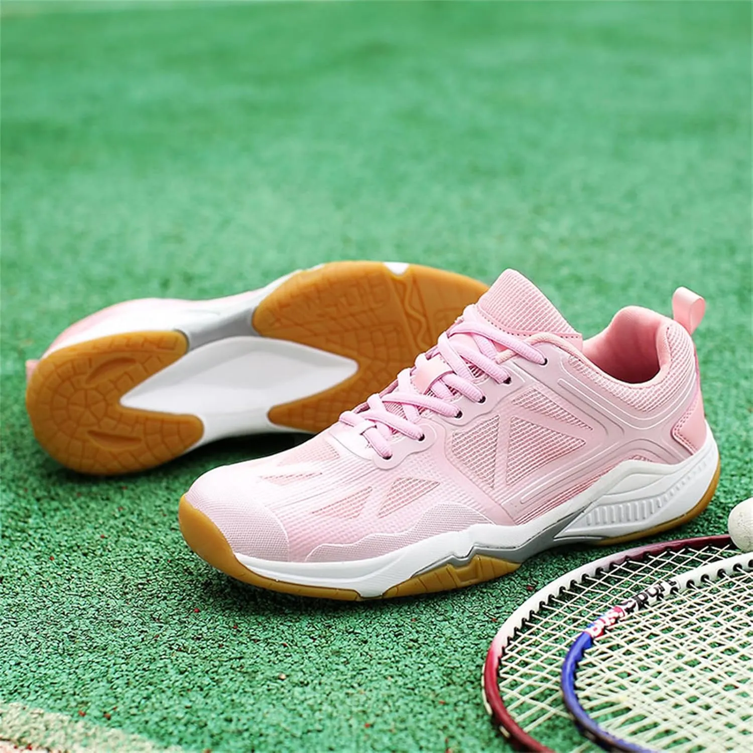 JiuQing Women's Tennis Shoes Fitness Sneakers Breathable Non-Slip for Badminton Pickleball Table Tennis