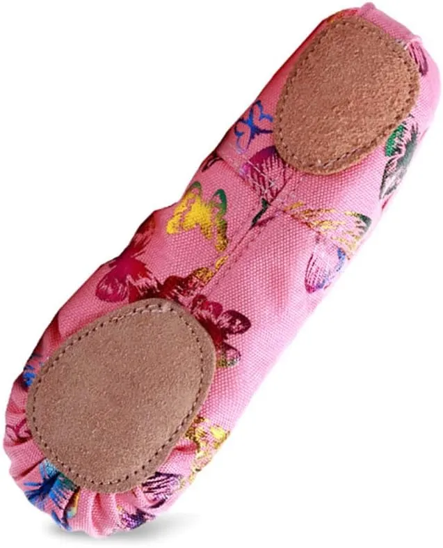 JUODVMP Pink Girls's Ballet Shoes Butterfly Partern Canvas Ballet Slippers,Suitable for Girls/Toddler/Little Girls