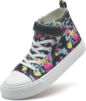 Kids Canvas Sneakers for Boys Girls Lace-up Canvas Shoes Low Top Toddler Walking Shoes Casual Lightweight Adjustable Strap Big Kid Running Sneakers