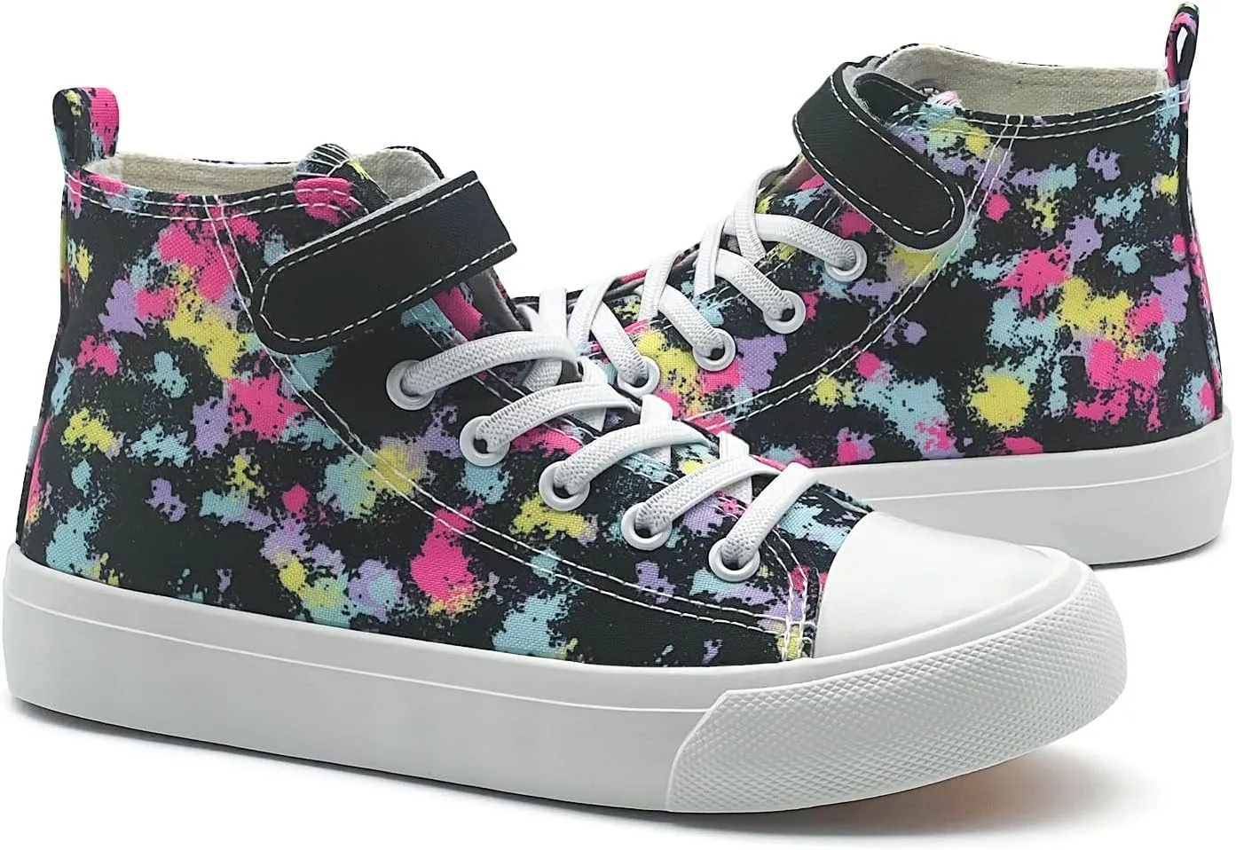 Kids Canvas Sneakers for Boys Girls Lace-up Canvas Shoes Low Top Toddler Walking Shoes Casual Lightweight Adjustable Strap Big Kid Running Sneakers