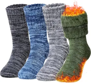 Kids Warm Thermal Socks for Toddler Boy Girls Winter Ski Thick Insulated Heated Boot Socks for Extreme Cold Weather 4 Pairs