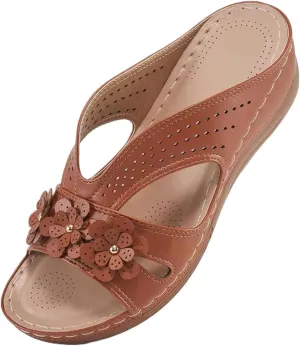 Kubbon Sandals for Women 2025 Comfortable Orthopedic Sandals Casual Open Toe Non Slip Wedge Shoes Summer Flip Flops with Arch Support Lightweight Slides