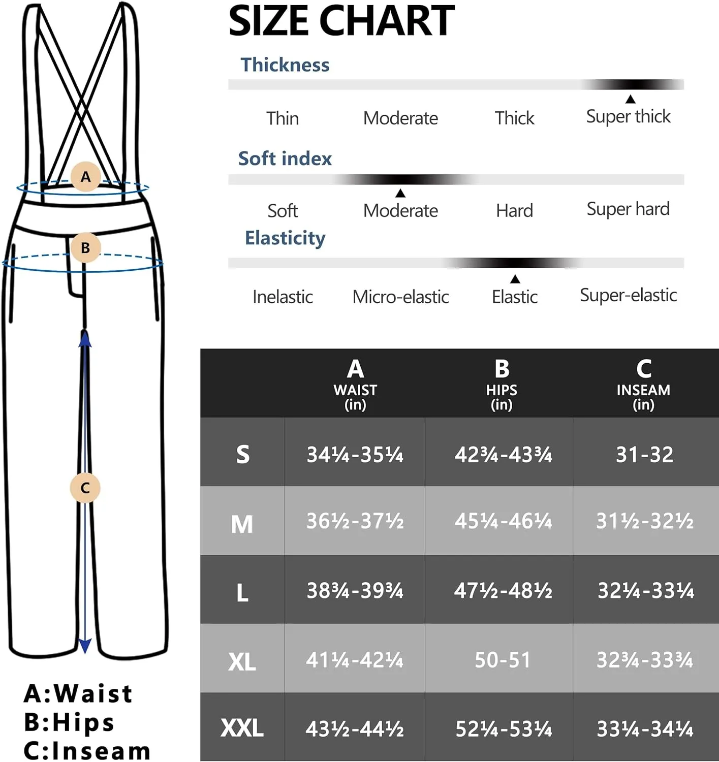 Little Donkey Andy Men's Ski Bibs Insulated Snow Pants, Water Resistant Snowboard Pants Winter with Detachable Suspenders