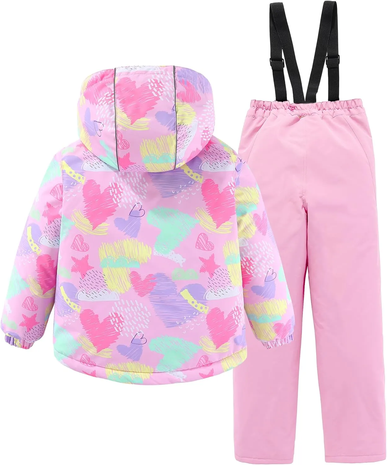 M2C Boys Girls 2-Piece Snowsuit Thicken Patterned Ski Jackets and Pants