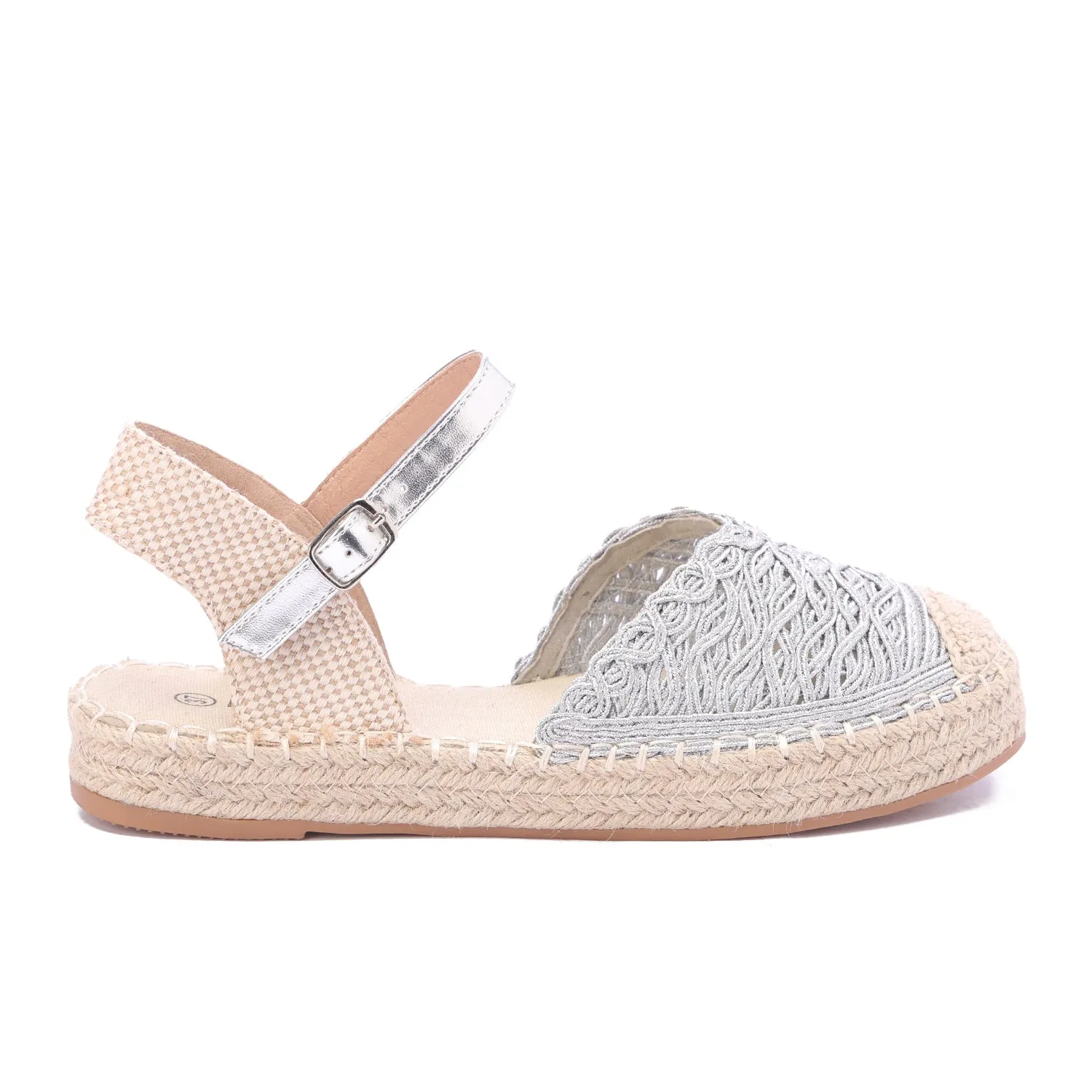 Marbella Lacework Espadrille - Silver