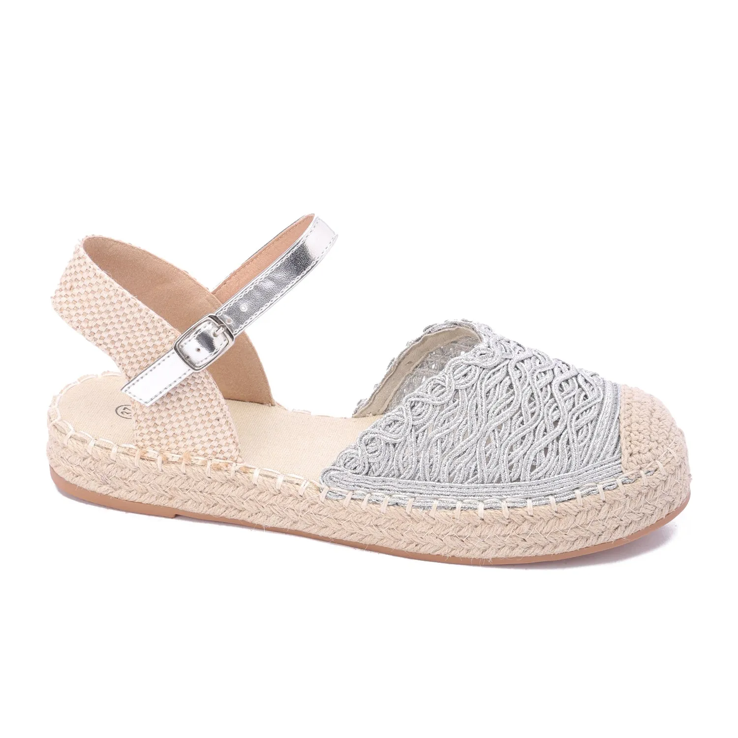 Marbella Lacework Espadrille - Silver