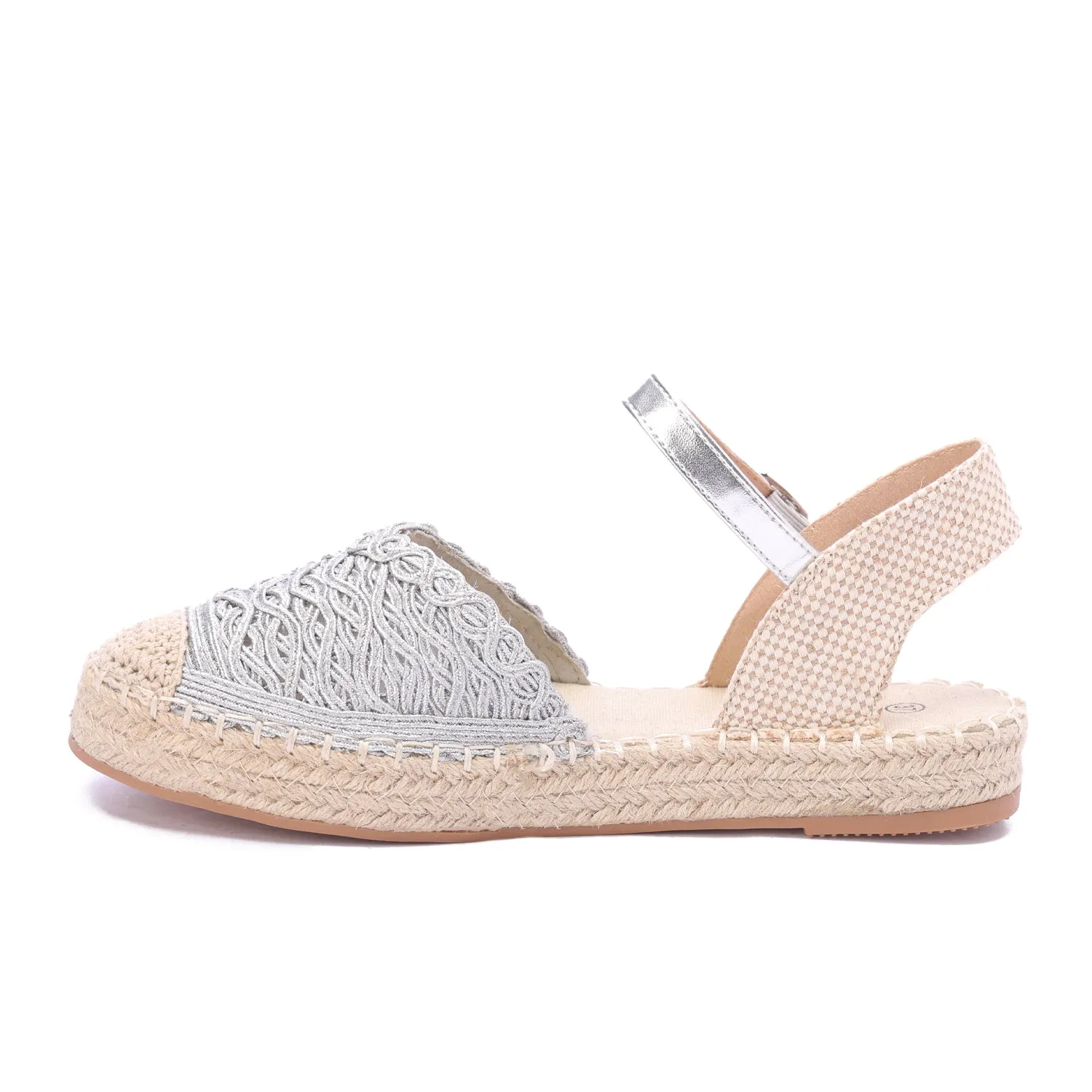Marbella Lacework Espadrille - Silver