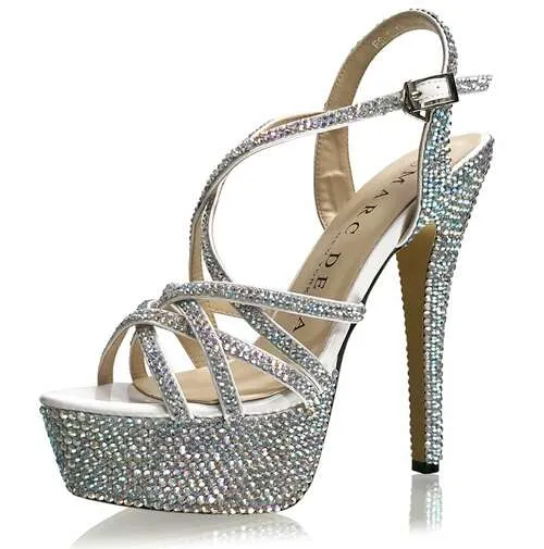 Marc Defang METTE AB CRYSTAL Platform Pageant High Heel Prom Shoes Formal