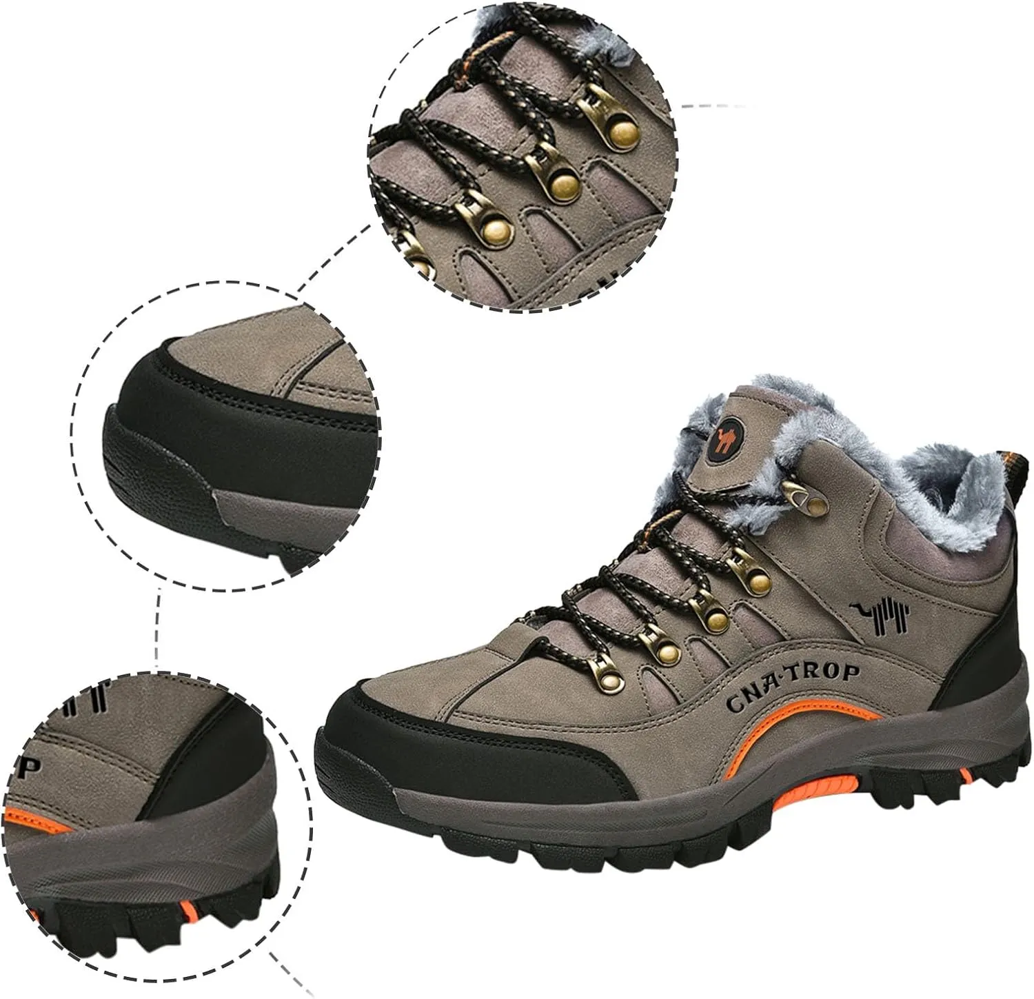 Men's Casual Shoe Men's Winter Leisure Sports Lace Up Cotton Hiking Shoes Warm and Cotton Thickened Snow Boots