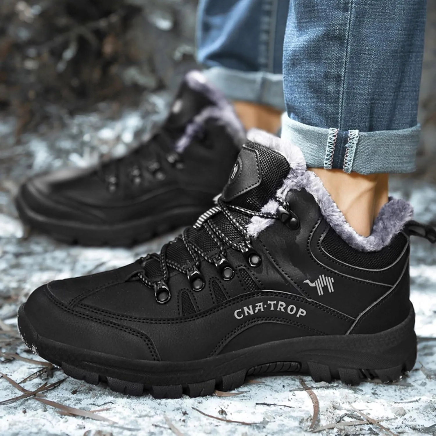 Men's Casual Shoe Men's Winter Leisure Sports Lace Up Cotton Hiking Shoes Warm and Cotton Thickened Snow Boots